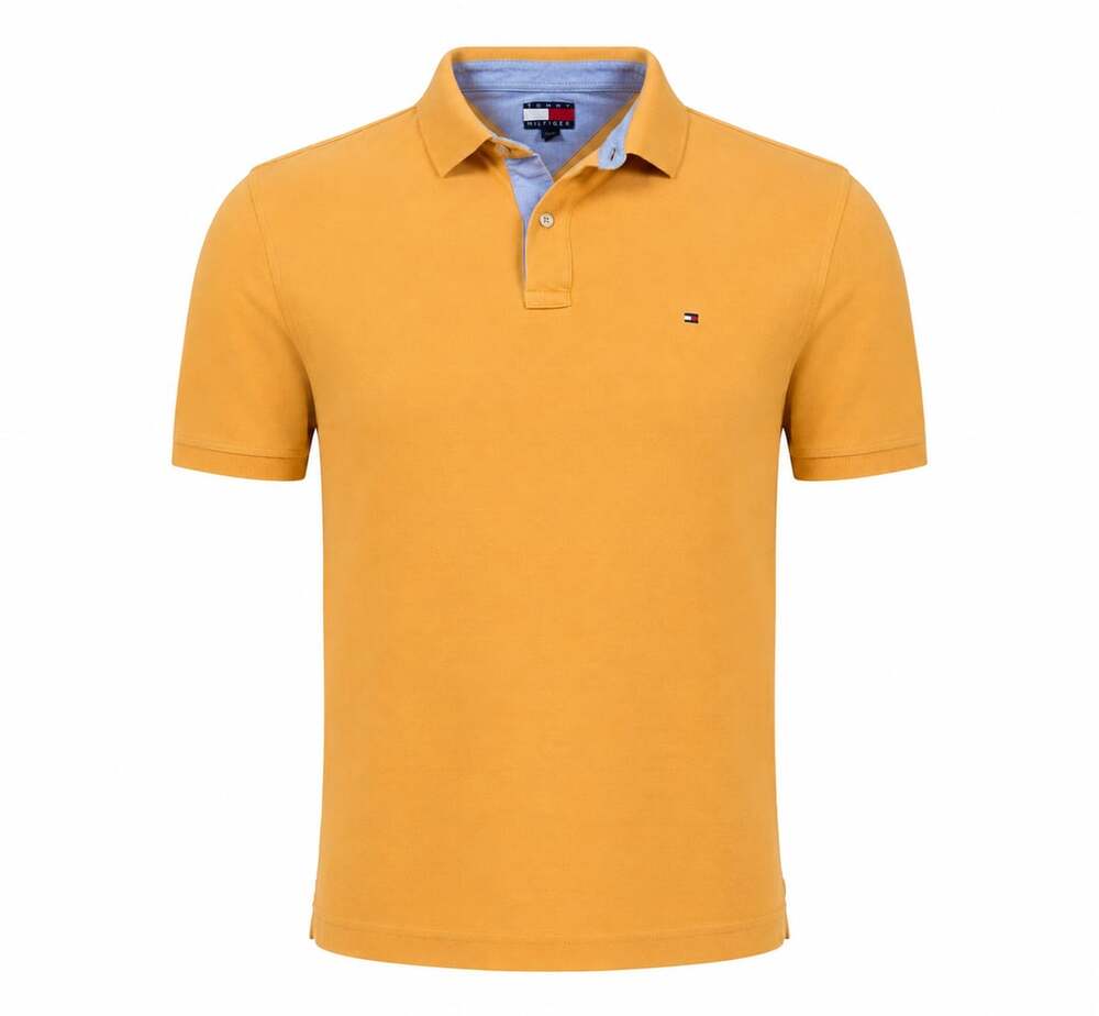 Vintage Tommy Hilfiger Short Sleeve Polo Shirt Yellow Gold Mens XL